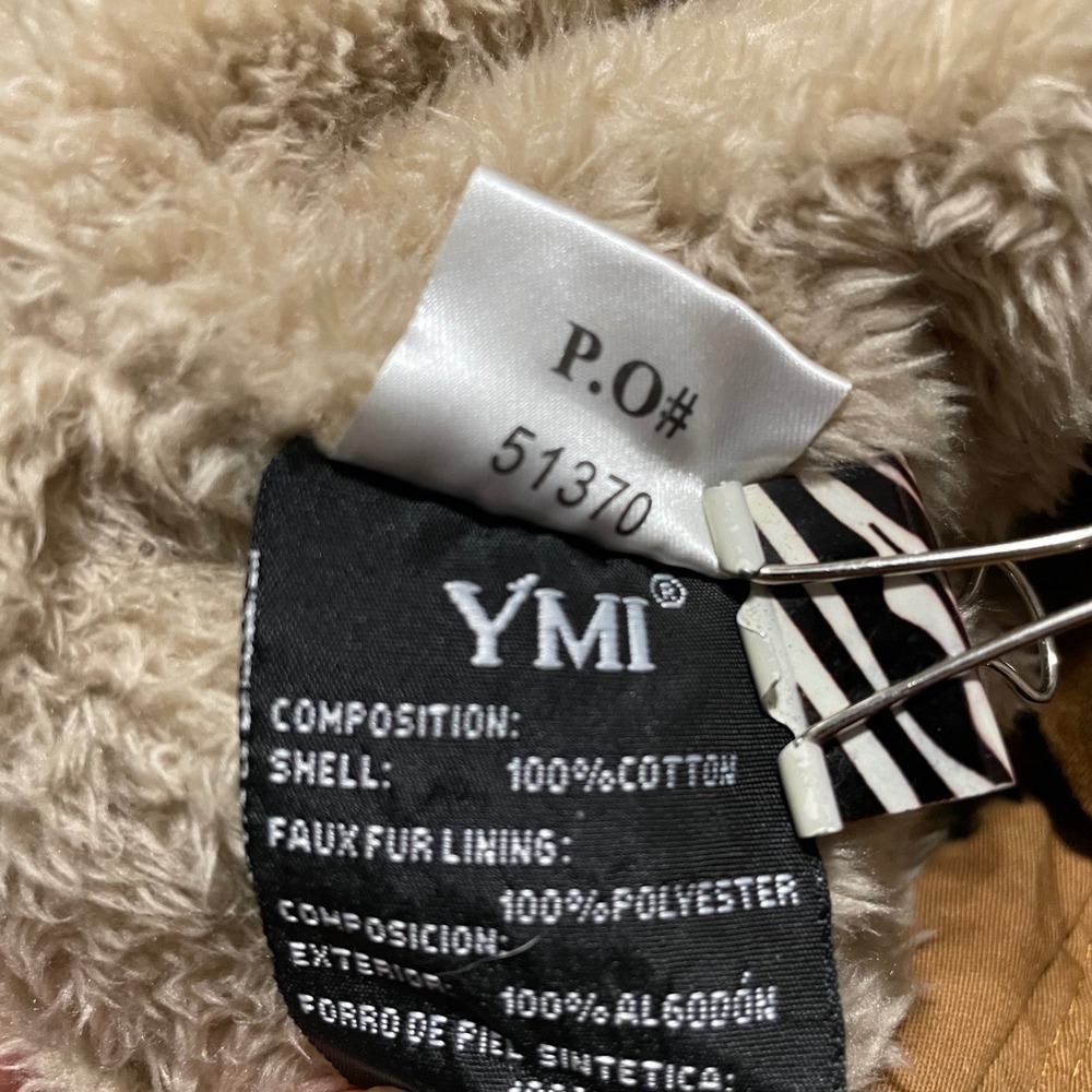 YMI Collection Hooded Vest Brown Faux Fur Lined Full Zip Drawstring Fits M - L - Picture 9 of 10